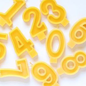 Birthday Candles Numbers Beeswax Birthday Candle Numbers Gold Yellow Number Candles Number Birthday Cake Topper Age Number Candle image 1