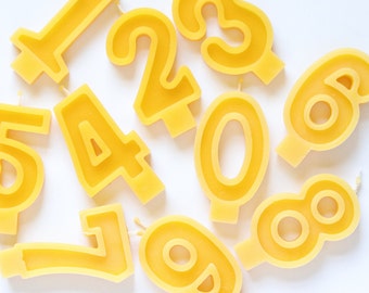 Birthday Candles Numbers | Beeswax Birthday Candle Numbers | Gold Yellow Number Candles | Number Birthday Cake Topper |  Age Number Candle