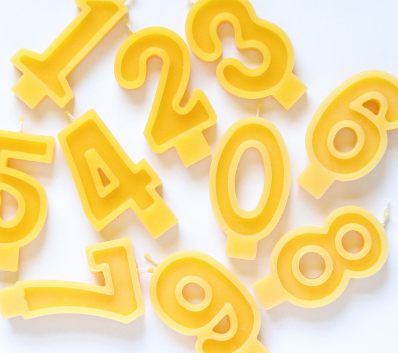 Birthday Candles Numbers Beeswax Birthday Candle Numbers Gold Yellow Number Candles Number Birthday Cake Topper Age Number Candle image 1