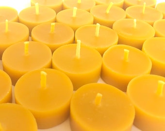 100% Pure & Natural Beeswax Tea Light Refill - No Cups Tealight - Zero Waste Insert Candle - Sustainable Candles - Eco Friendly - No Cup