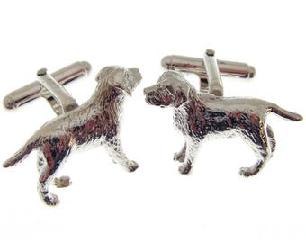 Silver Labrador Dog Cufflinks.  Hallmarked Sterling Silver Labrador Cufflinks