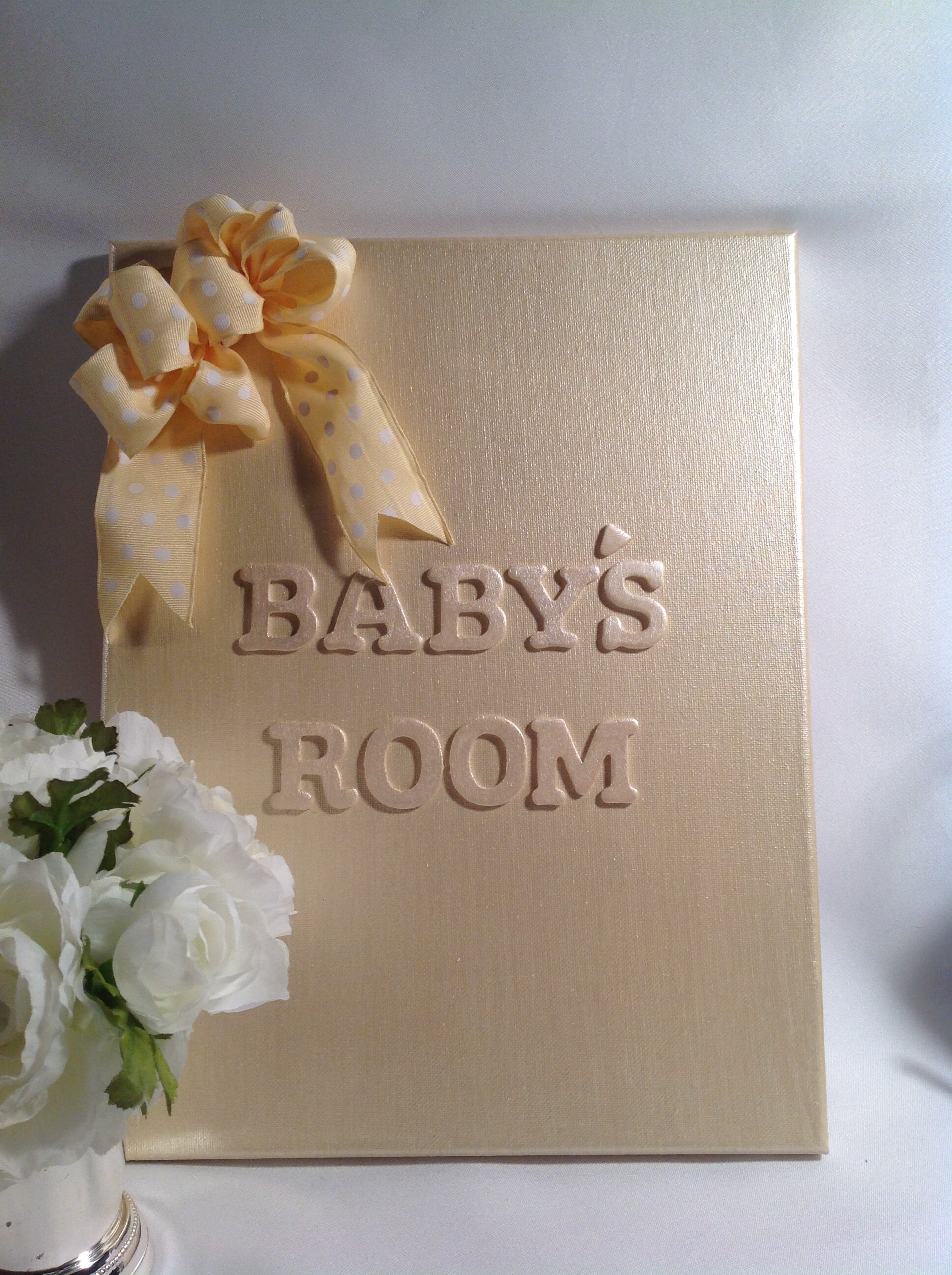 Canvas and Wood Pearlized Baby's Room Sign With Polka Dot - Etsy