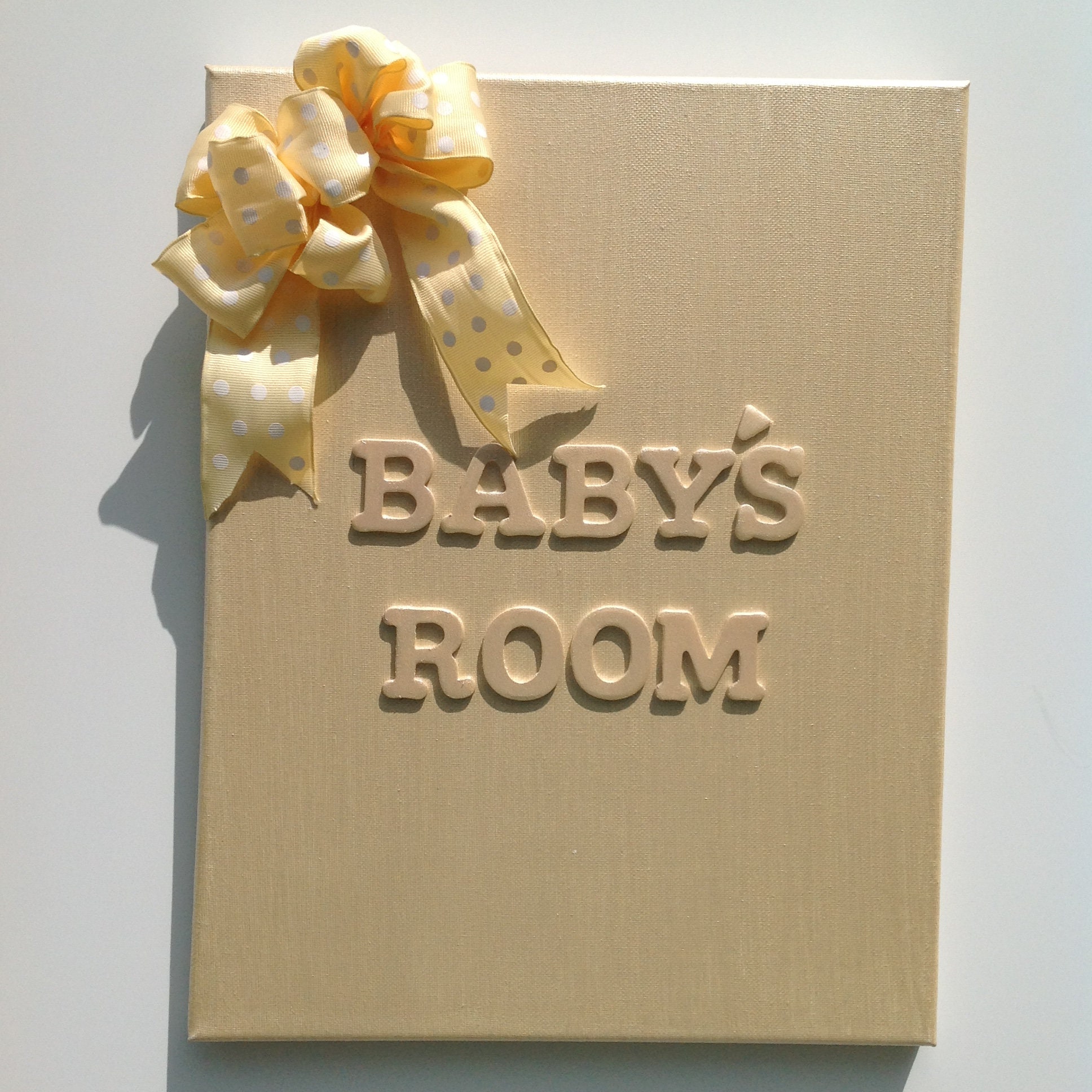 Canvas and Wood Pearlized Baby's Room Sign With Polka Dot - Etsy