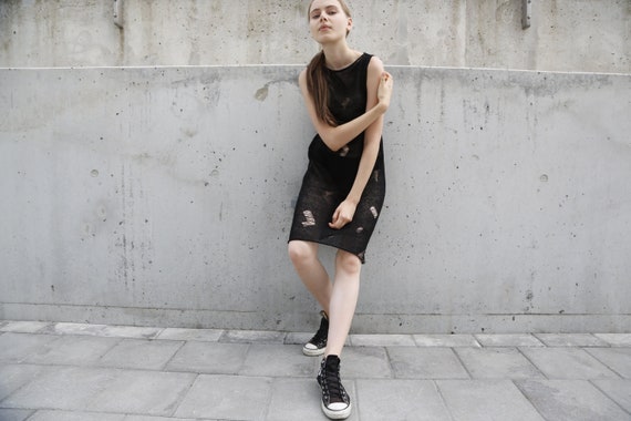 distressed knitted dress