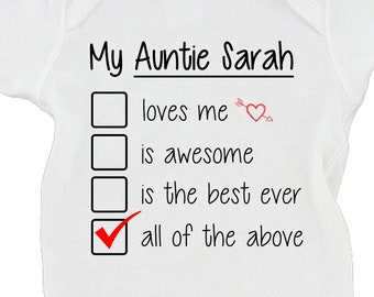 My Auntie Loves Me Checklist | Grandma/Grandpa/Auntie/Custom Name Baby Bodysuit Sentimental Family