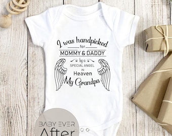 Custom I Was Handpicked for Mommy & Daddy by Angel in Heaven Baby Bodysuit