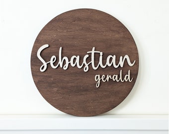 Crib Name Sign | Baby Plaque | Custom Personalized Wood Nursery Round