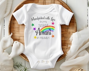 Rainbow Baby in Heaven Handpicked For Earth By My Custom Name Bodysuit Onesie ®