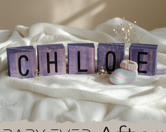 Purple Wooden Letter Name Blocks – 2 Inch Personalized Decorative Block for Nursery