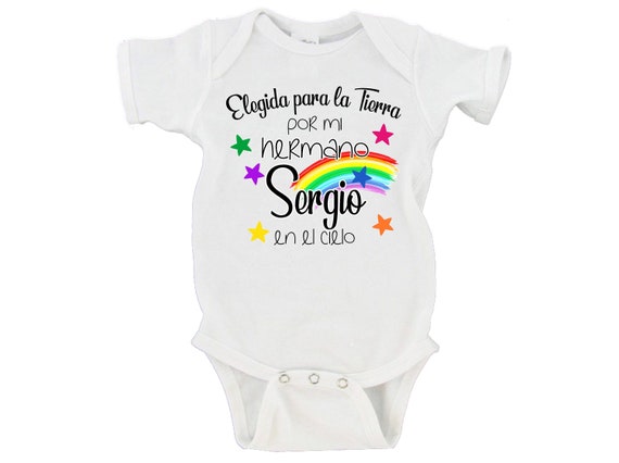 Rainbow Baby Elegida Para La Tierra Por Mi Hermano Custom Name En El Cielo Hermano Hermana in Heaven Baby Bodysuit RB1 S Sentimental Etsy Australia