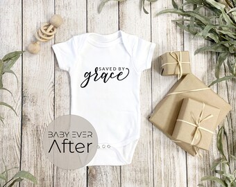 Christian Newborn Saved By Grace Faith Unisex Cotton Baby Bodysuit