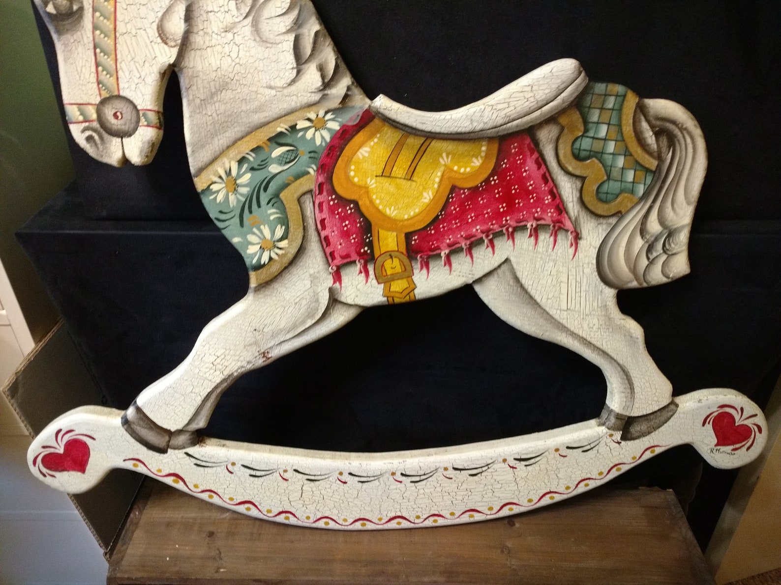 Large Vintage Wood Rocking Horse Wall Hanging. Circus/carousel Etsy