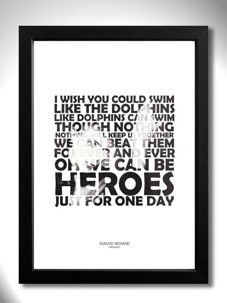 DAVID BOWIE Heroes A4 Art Print with Lyrics Etsy