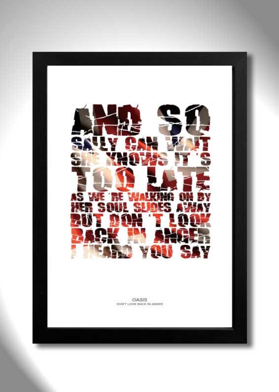 Oasis Don/'t Look Back in Anger English Rock Band Poster Gallagher Music Lyrics