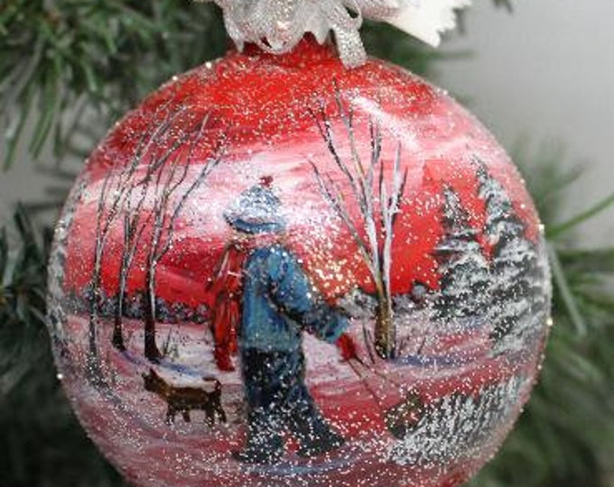 Painted Glass Christmas Ornament Christmas Ornament Winter Etsy