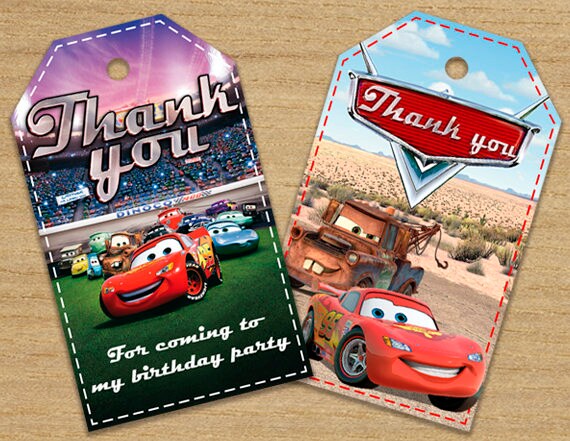 disney cars thank you tags