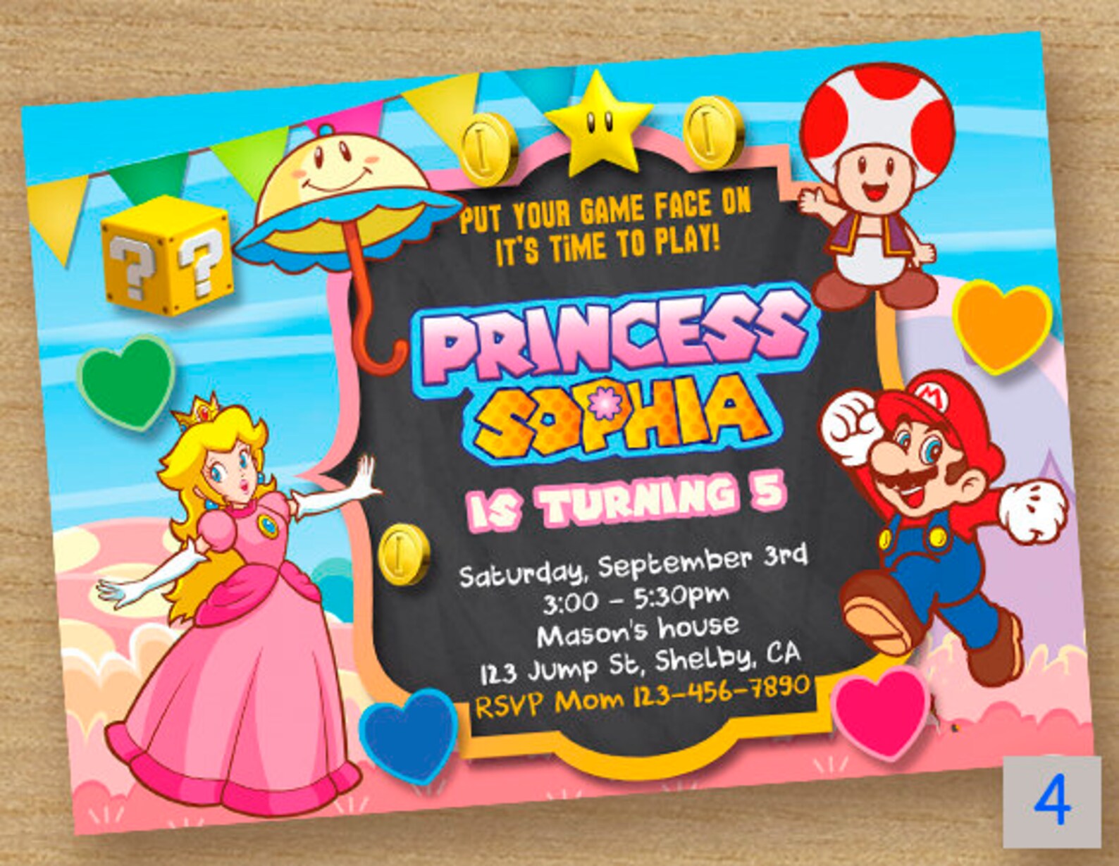 super-mario-invitation-super-peach-invitation-princess-peach-etsy