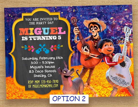 Coco Invitation Coco Birthday Party Coco Printable Custom