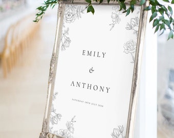 Printed Floral Wedding Welcome Sign | Wedding Printed Seating Plan | Printed Wedding Welcome Sign