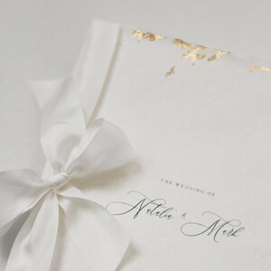 Order of Service Ceremony Program with Silk Ribbon and Gold Leaf | Order of the Day Programme | Wedding Programme | Wedding Order of Day