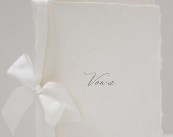 Handmade Cotton Paper Wedding Vow Books | Silk Ribbon, Gold Leaf Option