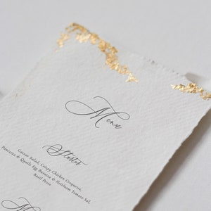 Wedding Menu Card with Modern Calligraphy and Gold Leaf image 2