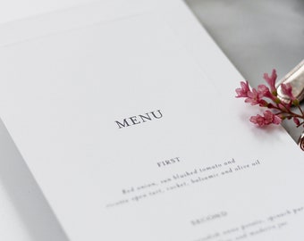 Wedding Menu Card with Modern Embossed Design