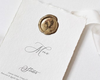 Wedding Wax Seal Menu Card | Wedding Menu Card with Modern Calligraphy with Wax Seal | Personalised Printed Wedding Wax Seal Invitation