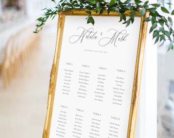 Printed Calligraphy Wedding Table Plan | Wedding Printed Seating Plan | Printed Wedding Welcome Sign