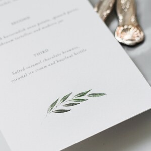 Wedding Menu Card with Watercolour Leaf image 1