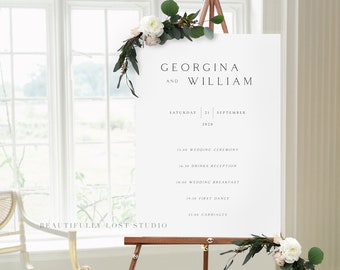 Printed Modern Wedding Order of Day Sign | Wedding Venue Sign | Wedding Welcome Sign