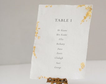 Wedding Seating Plan with Gold leaf on Deckle Edge Paper | Luxury Wedding Seating Chart | Handmade Wedding Table Plan |Wedding Seating Chart