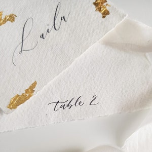 Calligraphy Name Escort Cards with Gold Leaf Handwritten Name Card image 3