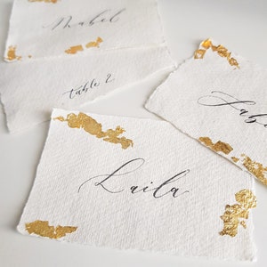 Calligraphy Name Escort Cards with Gold Leaf Handwritten Name Card image 2