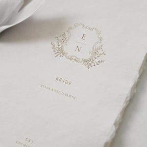 Luxury Wedding Crest Bride & Groom Vow Books | Set of 2 Husband Wife Vow Books | Set of Vow Books Silk Ribbon | Luxury Vow Book image 2