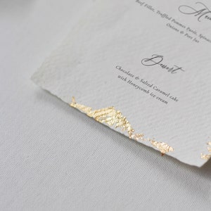 Wedding Menu Card with Modern Calligraphy and Gold Leaf image 3