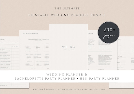 BUNDLE Wedding Planner Printable | Hen Planner | Bachelorette Planner | Minimalist Digital Planner | Instant Download Wedding Help Guide