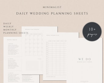 Printable Wedding Daily Planner | Daily Wedding Plan | Minimalist Digital Wedding Planning Guide | Instant Download Wedding Help Guide