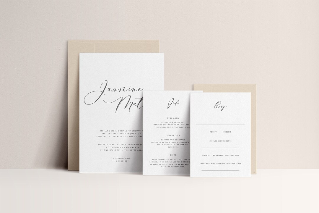 ARDEN Romantic Calligraphy Wedding Invitation Suite Digital