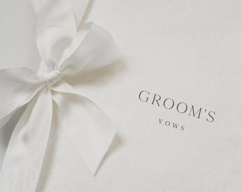 Wedding Vow Books | Vow Booklets | Set of 2 His & Her | Bride + Groom Vow Books | Set of Vow Books Silk Ribbon | LGBTQ Wedding Vows