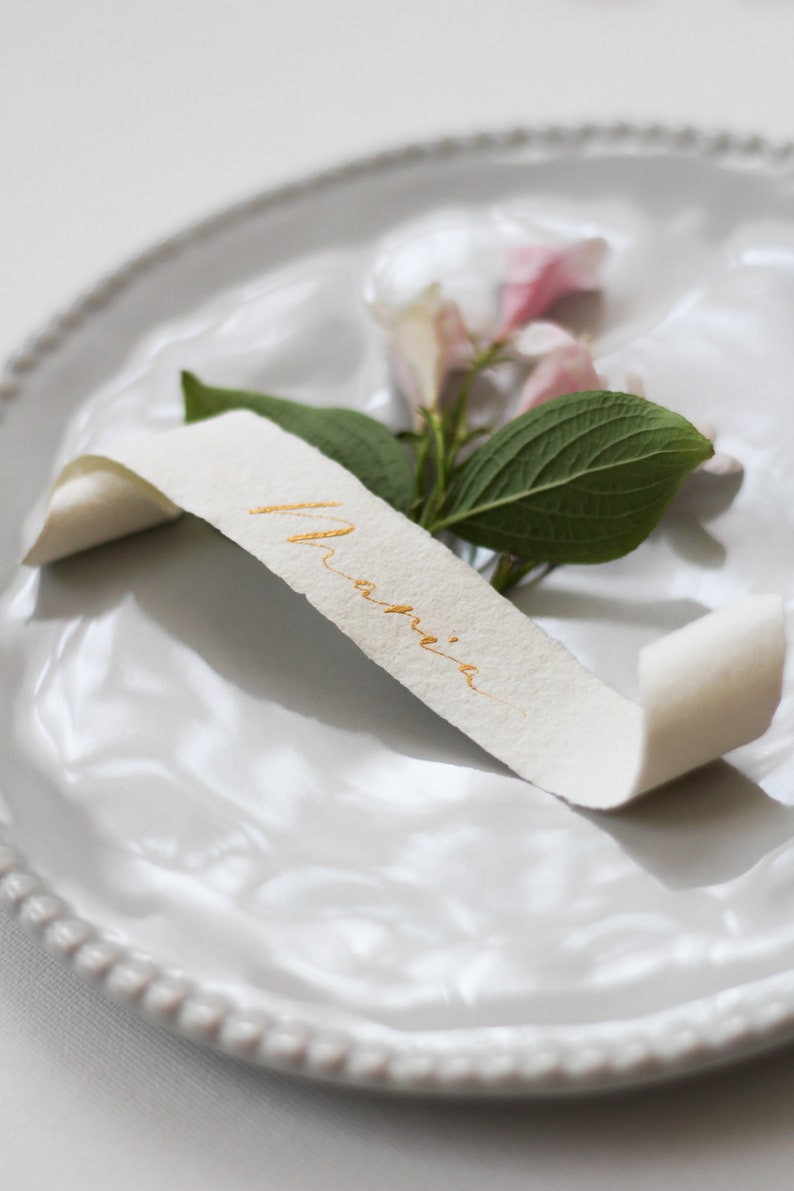 Handwritten Name Card Calligraphy Name Place Card Scrolls Gold Ink