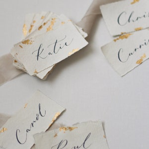 Calligraphy Name Escort Cards with Gold Leaf Handwritten Name Card image 4