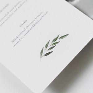 Wedding Menu Card with Watercolour Leaf image 3