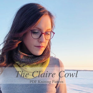 Kniting Pattern, Cowl Pattern, The Claire Cowl, Knit Cowl Pattern, Beginner Knit Pattern, Easy Knit Pattern, Infinity Scarf Pattern