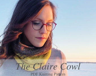 Kniting Pattern, Cowl Pattern, The Claire Cowl, Knit Cowl Pattern, Beginner Knit Pattern, Easy Knit Pattern, Infinity Scarf Pattern