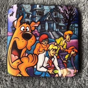 Retro cartoons drink coasters, 90s child, nostalgia home accessories, drinks coasters, bar accessories, 90s cartoons, non slip coasters