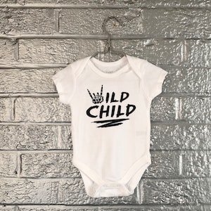 Wild child baby clothes, gender neutral baby, Gothic baby, Rock and Roll parents, Skeleton baby clothes, Goth baby clothes,Rock baby clothes