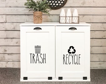 Rae Dunn Inspired / Trash & Recycle Set Decals / Glass / Plastic / Paper / Aluminum / Wood /Burn / Stickers / Organization and Cleaning