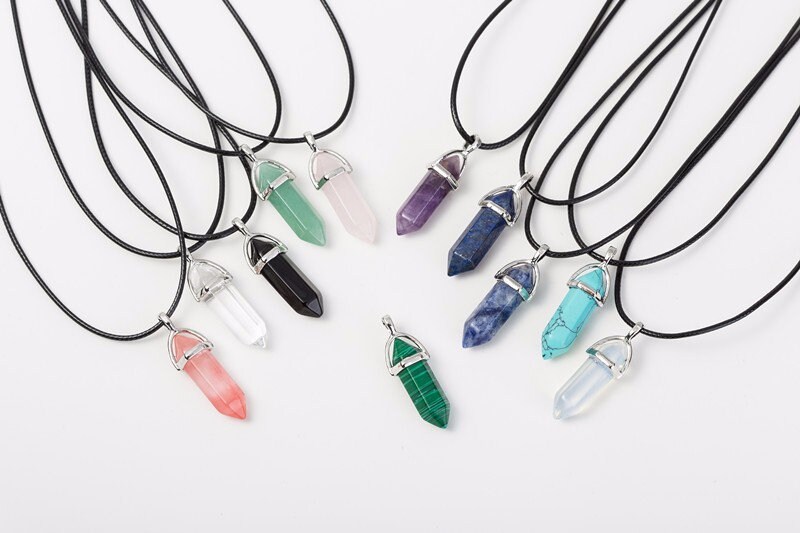 Vintage Bullet Chakra Natural Stone Quartz Necklace Pendant Charm Cho…