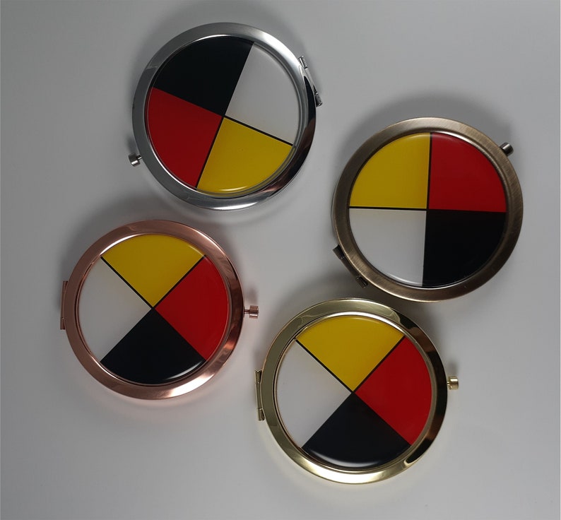 Medicine Wheel Pocket Mirror, Four Directions Compact Mirror, Makeup Mirror, Folding Mirror image 1